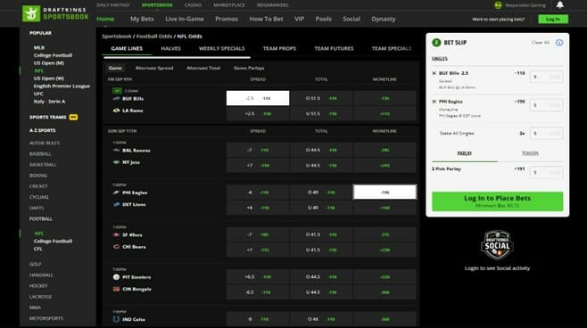 Draftkings sports betslip